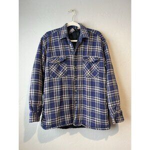 Vtg Flannel Plaid Jacket 90s North Crest Retro Charlie Blue Work Utility lined